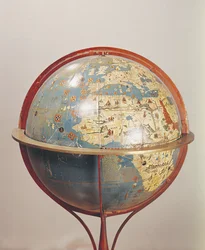 Terrestrische Globe, toont de Indische Oceaan, gemaakt in Neurenberg, 1492 (detail)